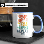 Volleyball Tasse Bump Set Spike Repeat Spruch für Volleyball – Blau [farbe:blau]