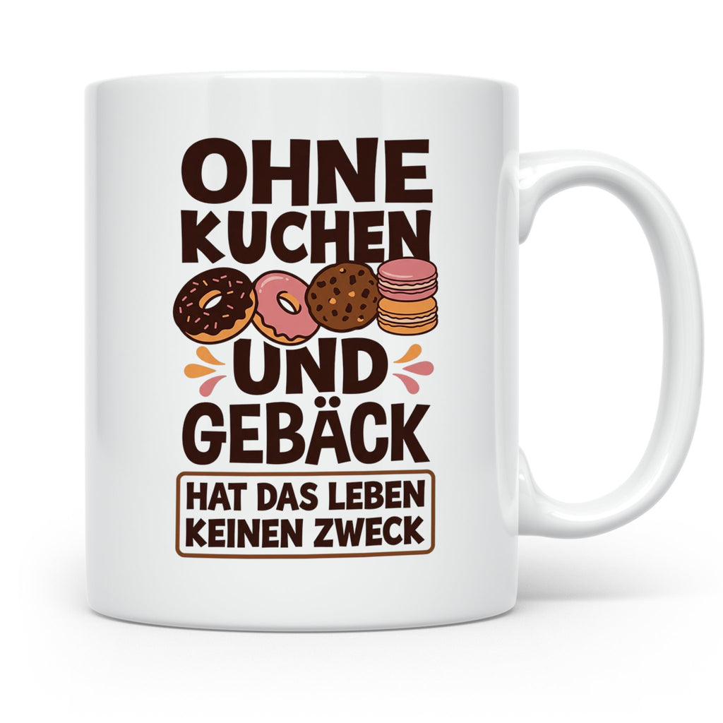 Kuchen Tasse mit Spruch 'Ohne Kuchen & Gebäck' Geschenk für  – Weiß [farbe:weiß]