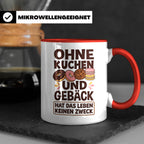 Kuchen Tasse mit Spruch 'Ohne Kuchen & Gebäck' Geschenk für  – Rot [farbe:rot]