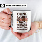 Kuchen Tasse mit Spruch 'Ohne Kuchen & Gebäck' Geschenk für  – Schwarz [farbe:schwarz]