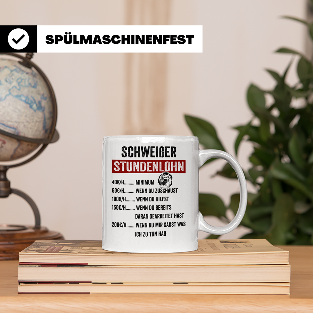 Stundenlohn Tasse - Lustige Job-Sprüche für Arbeiter & Handw – Weiß [farbe:weiß]