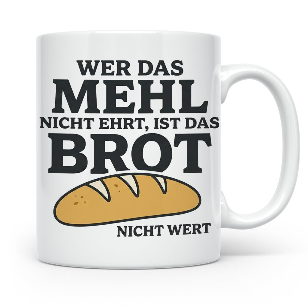 Bäcker Tasse mit Spruch Wer das Mehl nicht ehrt, Kaffeetasse – Weiß [farbe:weiß]