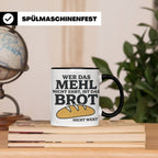 Bäcker Tasse mit Spruch Wer das Mehl nicht ehrt, Kaffeetasse – Schwarz [farbe:schwarz]