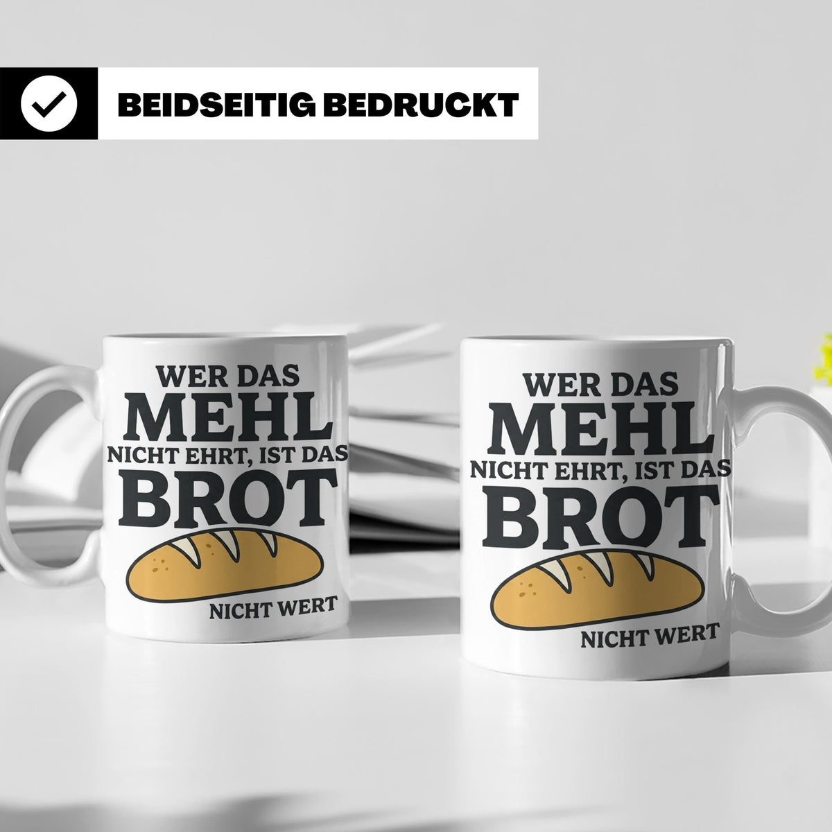 Bäcker Tasse mit Spruch Wer das Mehl nicht ehrt, Kaffeetasse – Weiß [farbe:weiß]