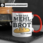 Bäcker Tasse mit Spruch Wer das Mehl nicht ehrt, Kaffeetasse – Rot [farbe:rot]