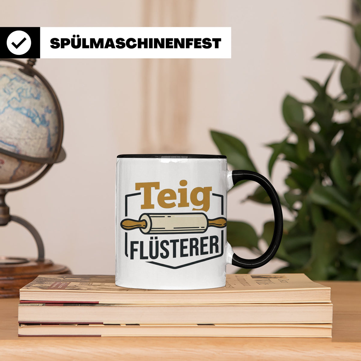 Teig Flüsterer Tasse Bäcker Geschenk, Lustiger Spruch für Ko – Schwarz [farbe:schwarz]