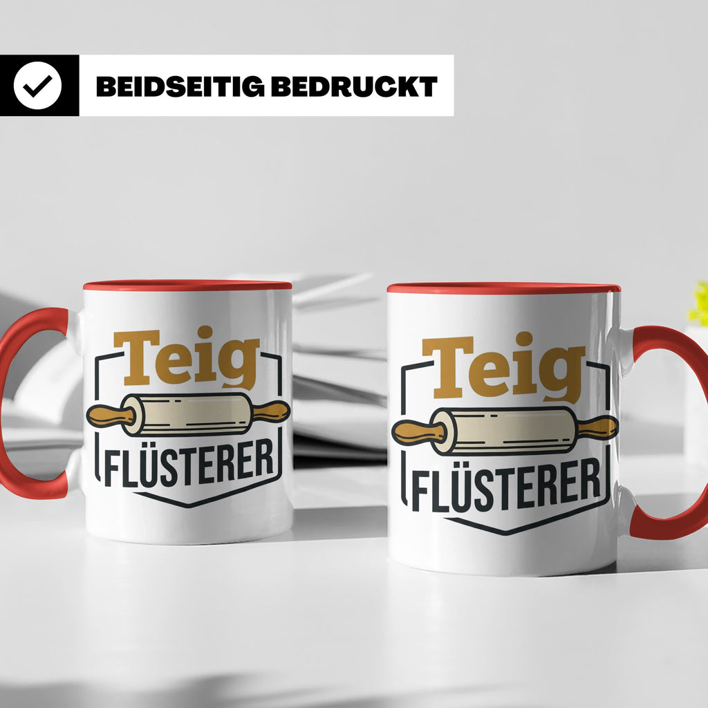 Teig Flüsterer Tasse Bäcker Geschenk, Lustiger Spruch für Ko – Rot [farbe:rot]