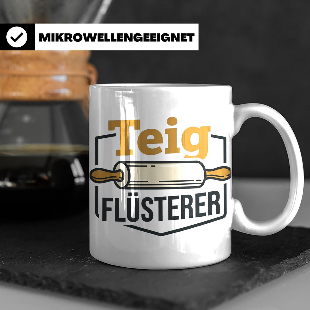 Teig Flüsterer Tasse Bäcker Geschenk, Lustiger Spruch für Ko – Weiß [farbe:weiß]