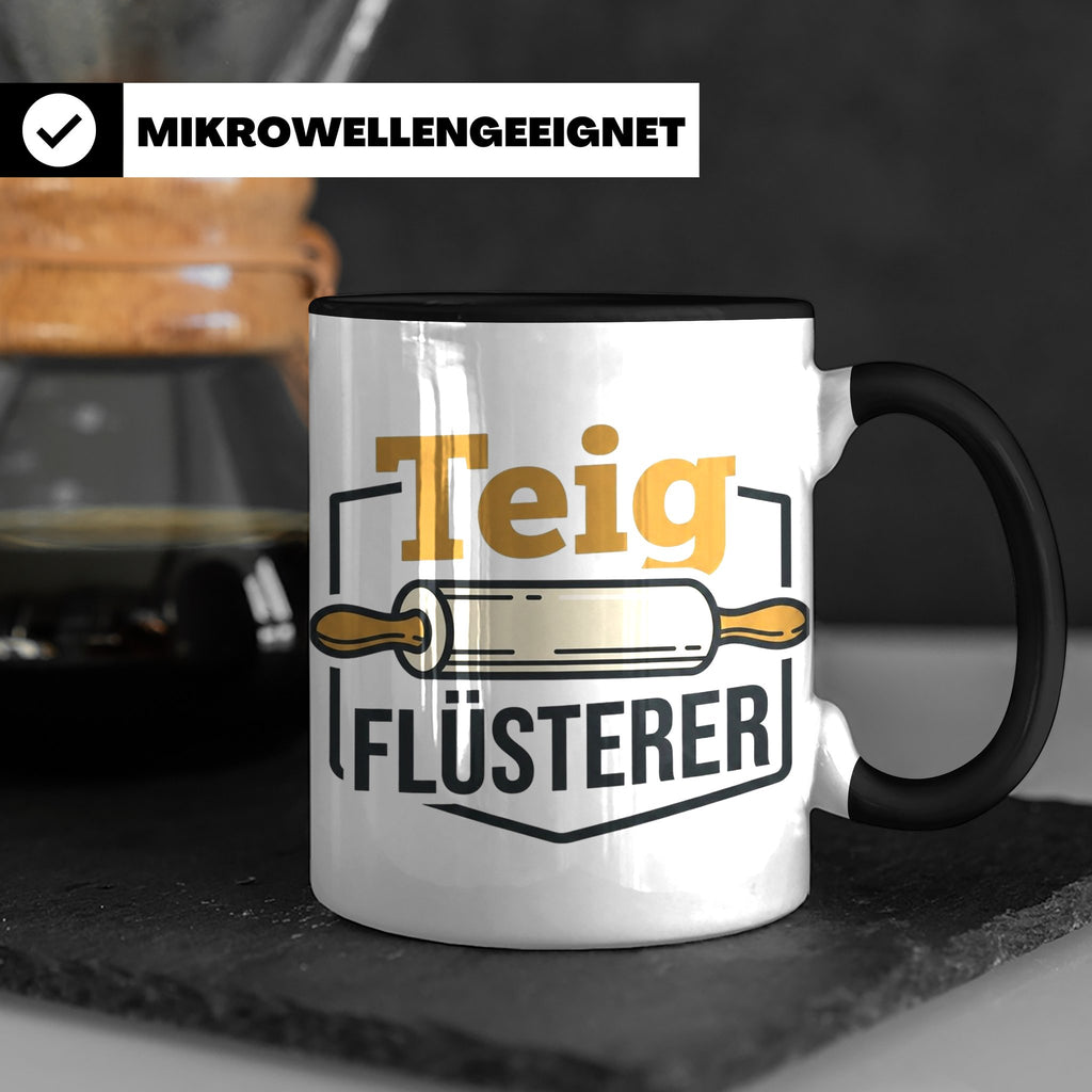 Teig Flüsterer Tasse Bäcker Geschenk, Lustiger Spruch für Ko – Schwarz [farbe:schwarz]