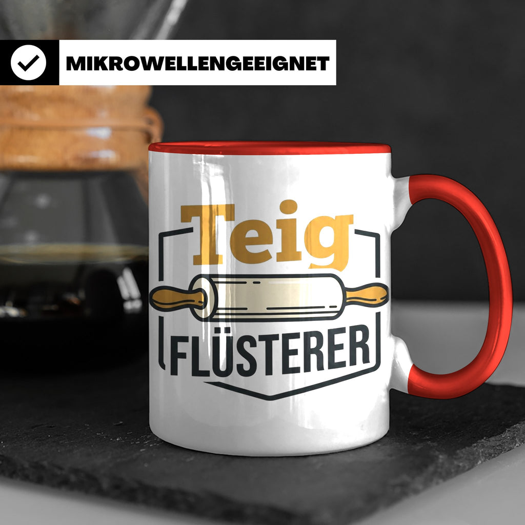 Teig Flüsterer Tasse Bäcker Geschenk, Lustiger Spruch für Ko – Rot [farbe:rot]