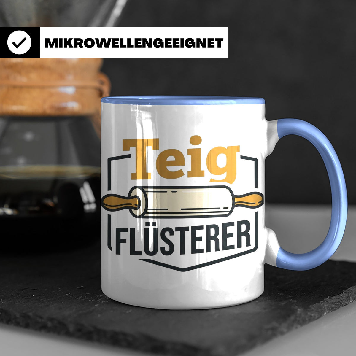 Teig Flüsterer Tasse Bäcker Geschenk, Lustiger Spruch für Ko – Blau [farbe:blau]