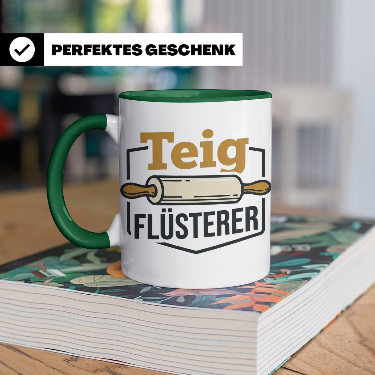 Teig Flüsterer Tasse Bäcker Geschenk, Lustiger Spruch für Ko – Grün [farbe:grün]