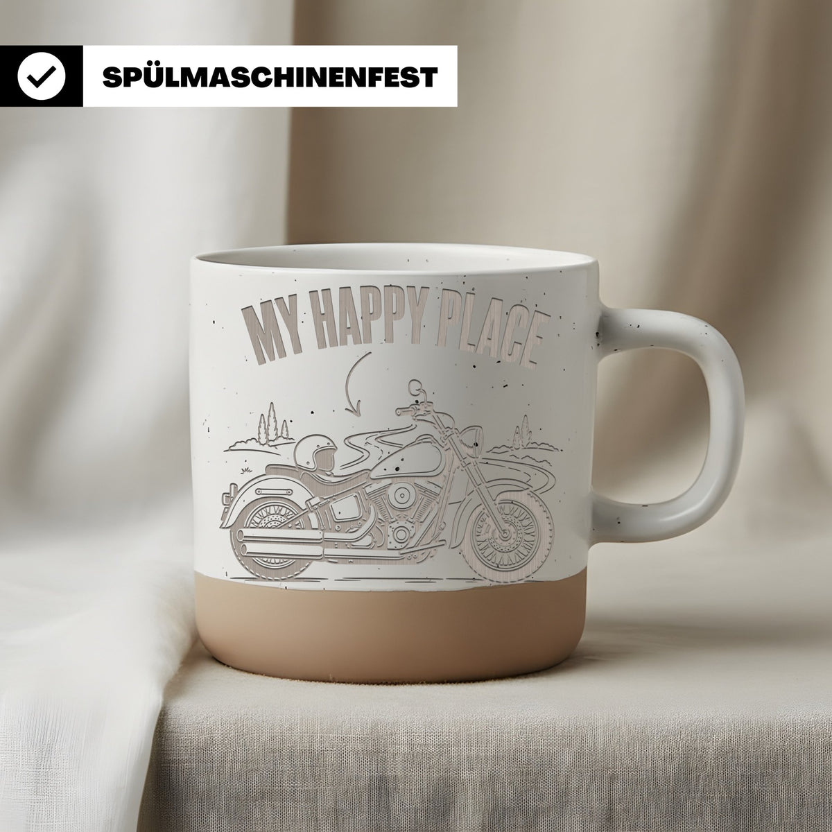 Motorrad Tasse My Happy Place - Lustiges Geschenk für Biker Papa Männe – Bild 3