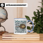 Brot backen Tasse mit Spruch Wenn das Leben Teig gibt, Bäcke – Blau [farbe:blau]