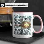 Brot backen Tasse mit Spruch Wenn das Leben Teig gibt, Bäcke – Rosa [farbe:rosa]