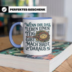 Brot backen Tasse mit Spruch Wenn das Leben Teig gibt, Bäcke – Blau [farbe:blau]