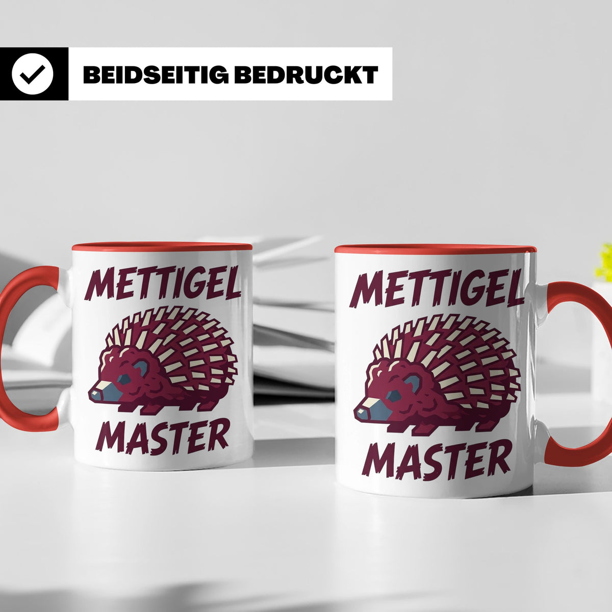 Mettigel Master Tasse für Mettliebhaber & Fleischer, lustige – Rot [farbe:rot]
