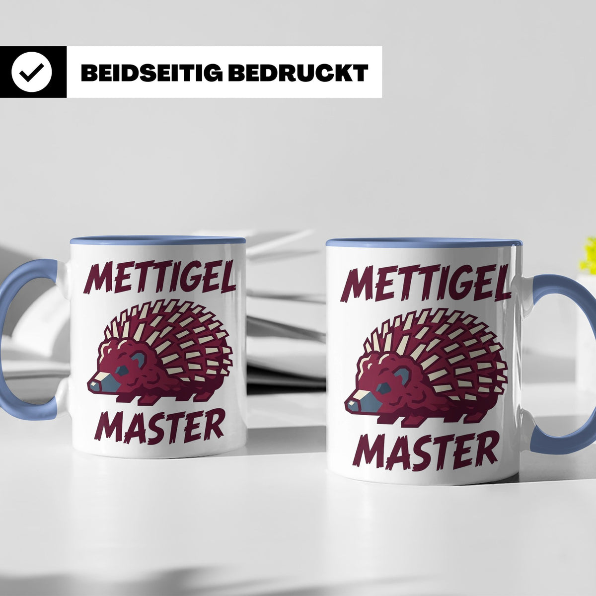 Mettigel Master Tasse für Mettliebhaber & Fleischer, lustige – Blau [farbe:blau]