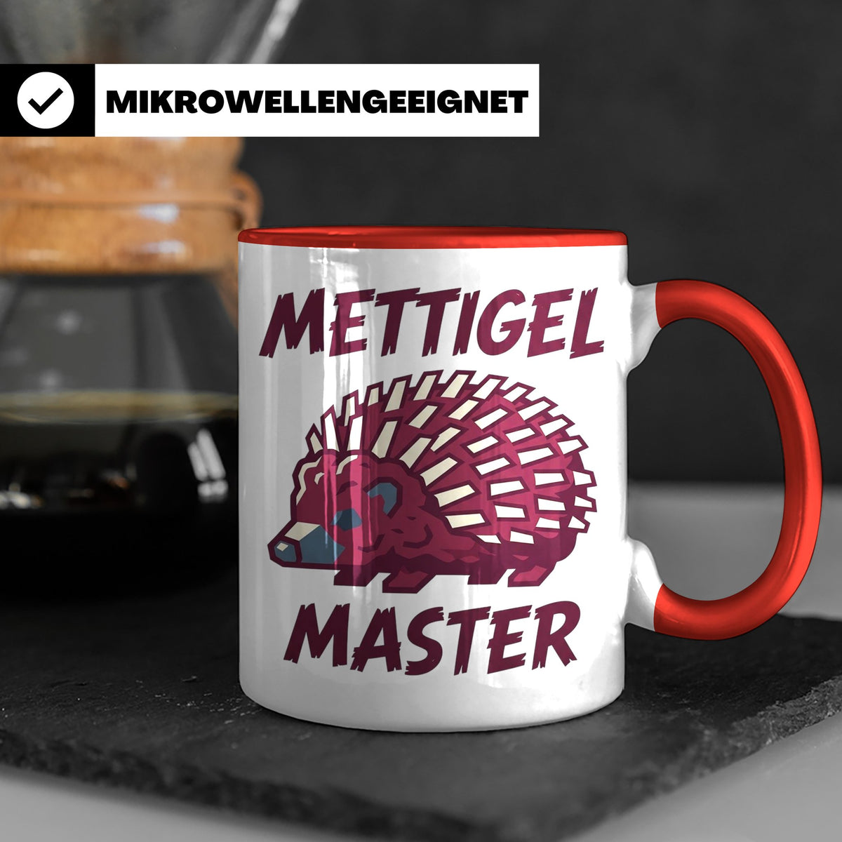 Mettigel Master Tasse für Mettliebhaber & Fleischer, lustige – Rot [farbe:rot]