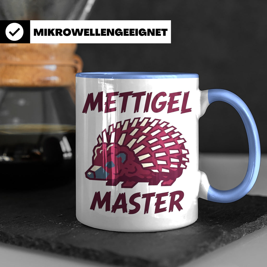 Mettigel Master Tasse für Mettliebhaber & Fleischer, lustige – Blau [farbe:blau]