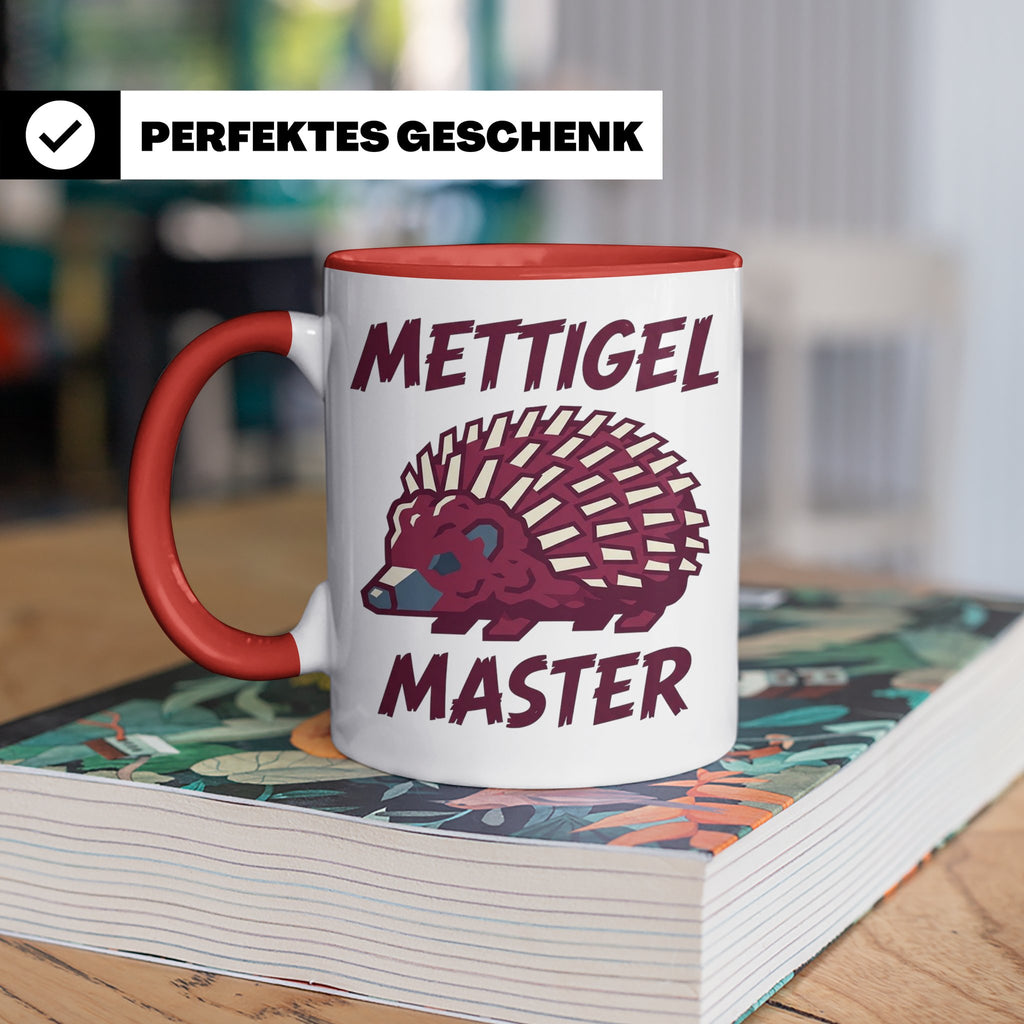 Mettigel Master Tasse für Mettliebhaber & Fleischer, lustige – Rot [farbe:rot]