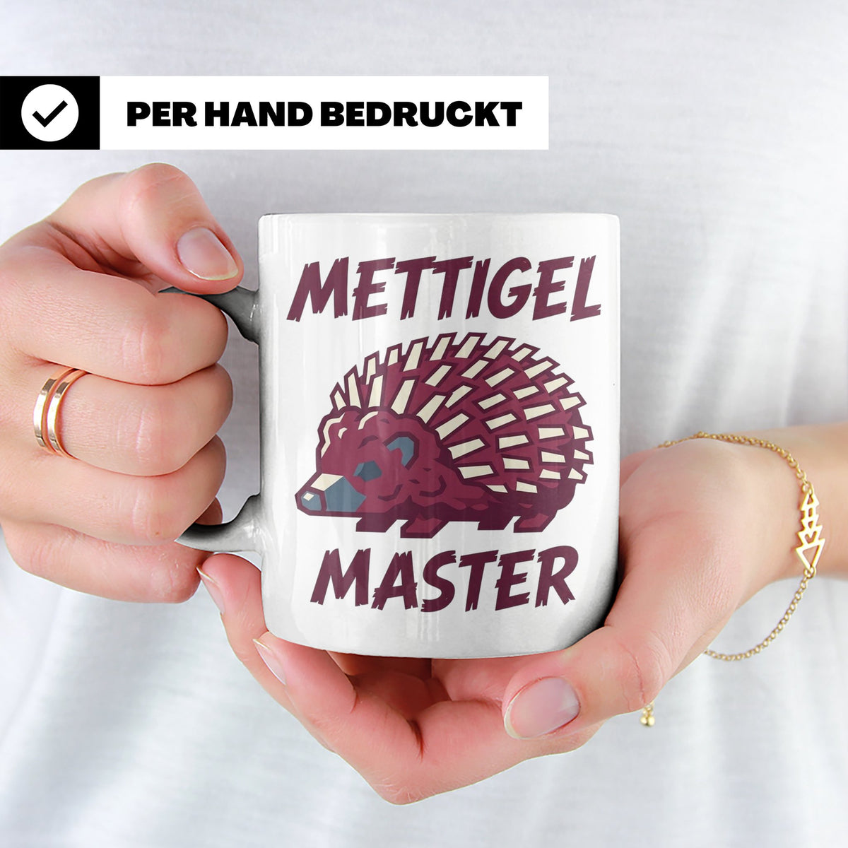 Mettigel Master Tasse für Mettliebhaber & Fleischer, lustige – Weiß [farbe:weiß]
