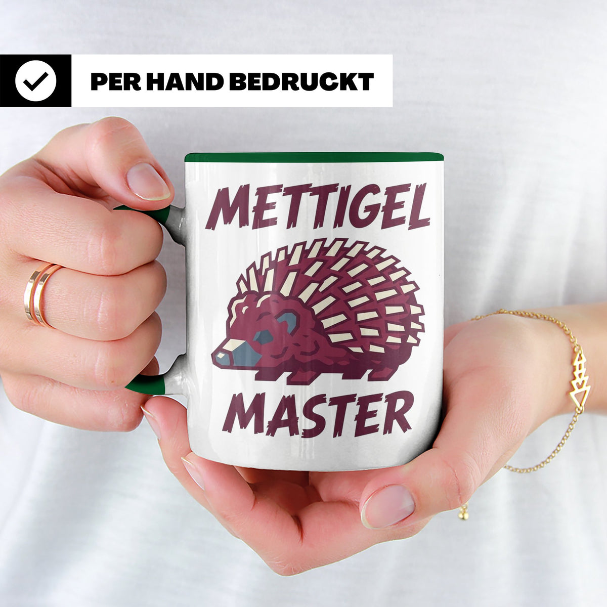 Mettigel Master Tasse für Mettliebhaber & Fleischer, lustige – Grün [farbe:grün]