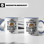 Igel Tasse mit Spruch 'Ich mag halt einfach Igel, ok?'. Süße – Blau [farbe:blau]