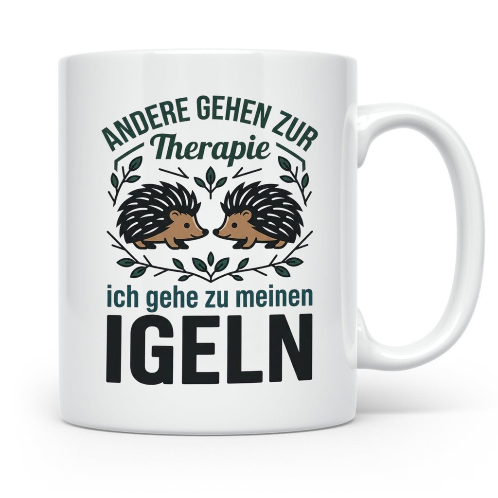 Igel Tasse mit Spruch Therapie, Geschenk für Igelhalter & Ig – Weiß [farbe:weiß]
