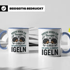 Igel Tasse mit Spruch Therapie, Geschenk für Igelhalter & Ig – Blau [farbe:blau]
