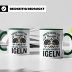 Igel Tasse mit Spruch Therapie, Geschenk für Igelhalter & Ig – Grün [farbe:grün]