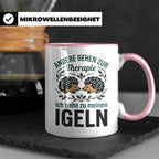 Igel Tasse mit Spruch Therapie, Geschenk für Igelhalter & Ig – Rosa [farbe:rosa]