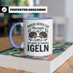 Igel Tasse mit Spruch Therapie, Geschenk für Igelhalter & Ig – Blau [farbe:blau]