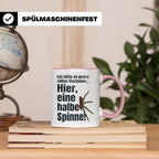 Spinne Tasse mit lustigem Spruch halbe Spinne als Vierbeiner – Rosa [farbe:rosa]