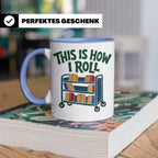 Bibliothekar Tasse mit Spruch This is how I roll, lustiges G – Blau [farbe:blau]