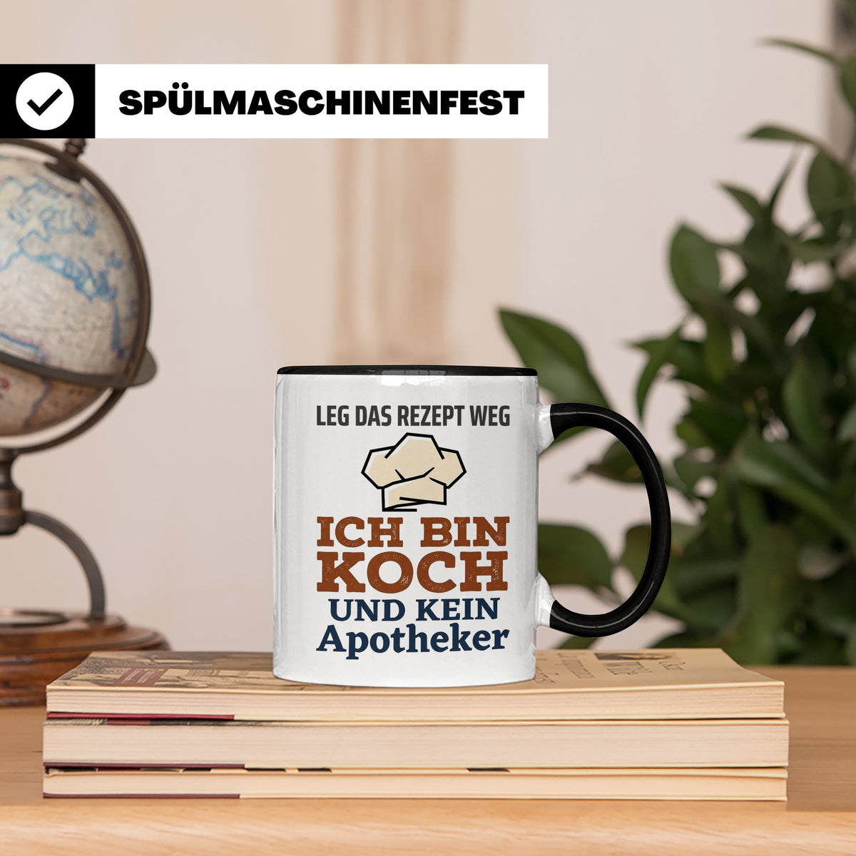 Koch Tasse mit Spruch Leg das Rezept weg, Geschenk für Köche – Schwarz [farbe:schwarz]