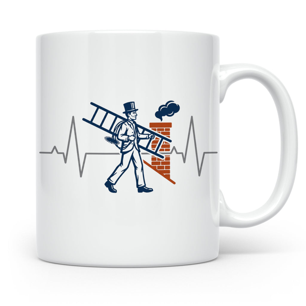 Schornsteinfeger Tasse mit Herzschlag EKG Motiv | Kaminkehre – Weiß [farbe:weiß]