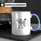 Schornsteinfeger Tasse mit Herzschlag EKG Motiv | Kaminkehre – Blau [farbe:blau]
