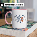 Schornsteinfeger Tasse mit Herzschlag EKG Motiv | Kaminkehre – Rosa [farbe:rosa]
