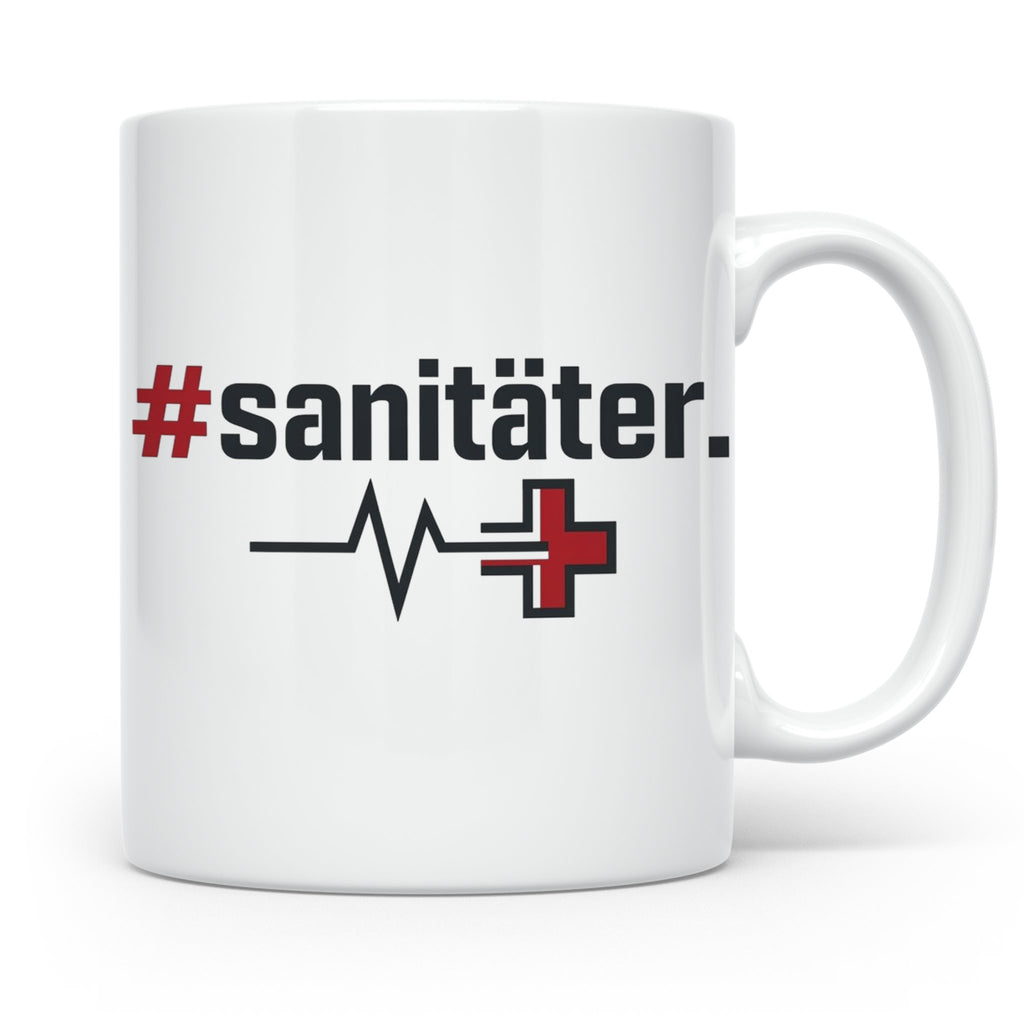 Sanitäter Tasse mit Hashtag EKG Motiv | Kaffeebecher für Ret – Weiß [farbe:weiß]