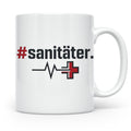 Sanitäter Tasse mit Hashtag EKG Motiv | Kaffeebecher für Ret – Weiß [farbe:weiß]