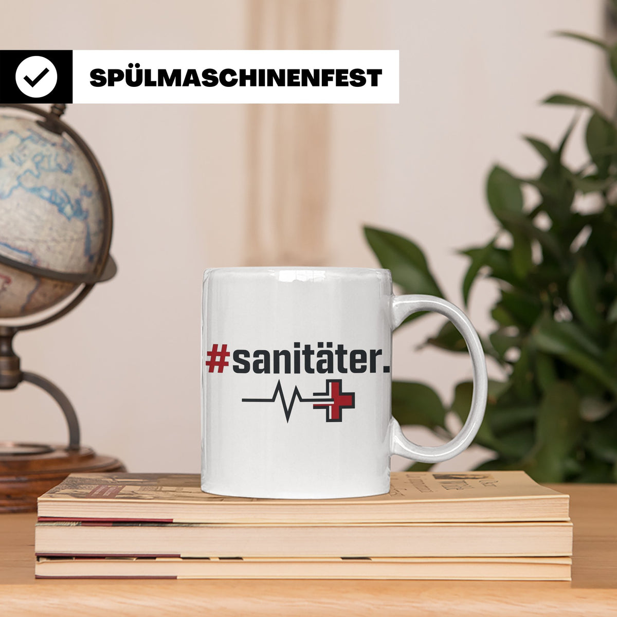 Sanitäter Tasse mit Hashtag EKG Motiv | Kaffeebecher für Ret – Weiß [farbe:weiß]