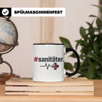 Sanitäter Tasse mit Hashtag EKG Motiv | Kaffeebecher für Ret – Schwarz [farbe:schwarz]