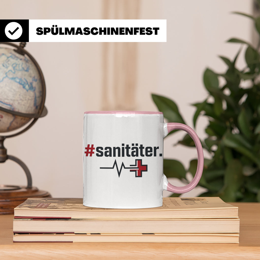 Sanitäter Tasse mit Hashtag EKG Motiv | Kaffeebecher für Ret – Rosa [farbe:rosa]