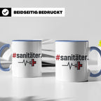 Sanitäter Tasse mit Hashtag EKG Motiv | Kaffeebecher für Ret – Blau [farbe:blau]