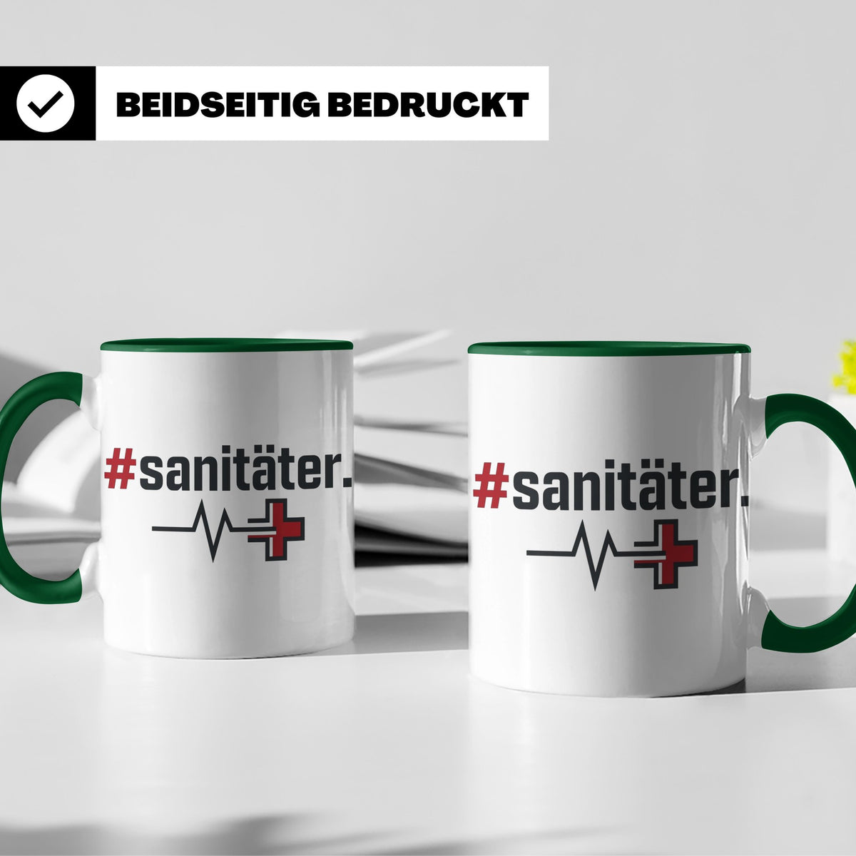 Sanitäter Tasse mit Hashtag EKG Motiv | Kaffeebecher für Ret – Grün [farbe:grün]