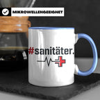 Sanitäter Tasse mit Hashtag EKG Motiv | Kaffeebecher für Ret – Blau [farbe:blau]