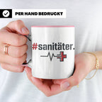 Sanitäter Tasse mit Hashtag EKG Motiv | Kaffeebecher für Ret – Rosa [farbe:rosa]