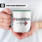 Sanitäter Tasse mit Hashtag EKG Motiv | Kaffeebecher für Ret – Grün [farbe:grün]