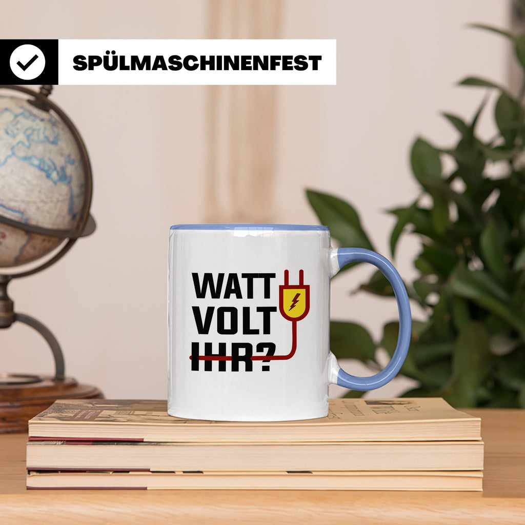 Elektriker Tasse - Stromschlag Gefahr - Techniker Geschenkid – Blau [farbe:blau]